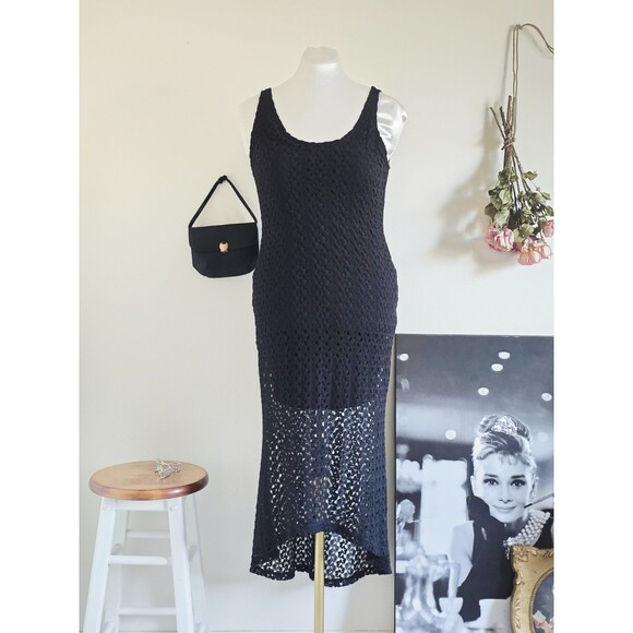 Xhilaration Dresses & Skirts - xhilaration Black Lace Crochet Sleeveless High Low Tank dress Gothic XL